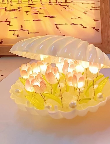  ночник в виде раковины тюльпана, ночник, креативный подарок, прикроватная тумбочка, атмосферный светильник, светящееся украшение для вашей спальни