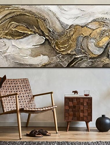  ハング塗装油絵 手描きの 横式 抽象画 風景 コンテンポラリー 近代の インナーフレームなし(枠なし)