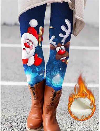  Dame Strømpebukse Leggings Reinsdyr Jul Trykt mønster Full lengde Mikroelastisk Medium Midje Mote Daglig 5 6 S M