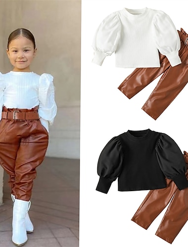  2-delig Peuter Voor meisjes Effen Kleur Set met capuchon en joggingbroek reeks Lange mouw Modieus Buiten Katoen 3-7 jaar Herfst Zwart Wit