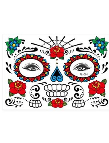 Halloween-Tag der Toten-Gesichtstattoo-Aufkleber, temporäre Gesichtstattoos mit Zuckerschädel für Dia de los Muertos-Make-up, lustige, gruselige Gesichtsdekoration für Partys