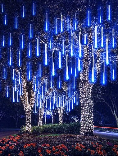  meteor shower rain lights 8pcs 30cm tubi outdoor 11.8inch ghiacciolo nevicata luce per la decorazione natalizia led decorazione caduta goccia stringa di luce