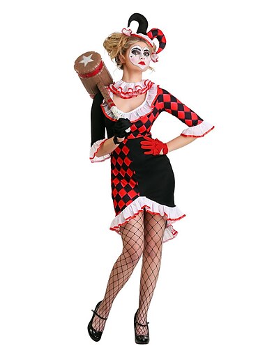  Burleske Clown Faschingskostüme Cosplay Kostüm Partykostüm Erwachsene Damen Cosplay Sexy Kostüm Leistung Party / Abend Halloween Karneval Maskerade Einfaches Karnevalskostüm