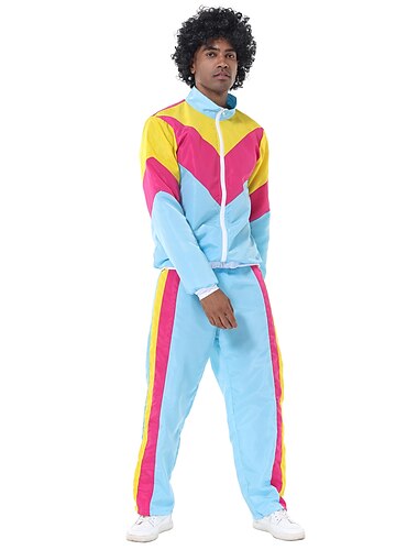  Retro Vintage 1980er Trainingsoutfits Cosplay Patchwork Herren Damen Karnevalskostüm Karneval Leistung Bühne Pride Parade Teenager Erwachsene Oberteil Hose