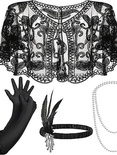  Retro vintage Roaring jaren '20 Jaren 1920 Cosplay kostuum Outfits Jaren '20 flapper hoofdband The Great Gatsby Bruiloftsgast Pailletten Kwastje Dames Kerstmis Halloween Carnaval Halloween Feest