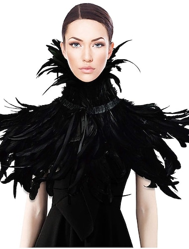  Punk & Gothic Victoriaans Omslagdoeken Veren Kaap Heks verderfelijk Dames Fantasie Walpurgisnacht Halloween Carnaval Prestatie Feest Volwassenen Sjaal Alle seizoenen