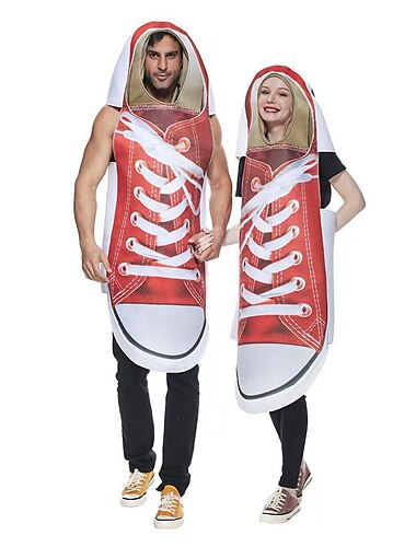  chaussures de couple costume cosplay costumes drôles groupe d'halloween costumes de couple hommes femmes film cosplay cosplay costume drôle justaucorps rouge / combinaison halloween carnaval mascarade
