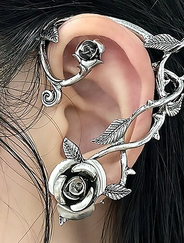  Эльф Роуз Цветочная фея Ear Cuffs Взрослые Жен. панк-готика Хэллоуин Карнавал Вторник на масляной неделе Легкий карнавальный костюм