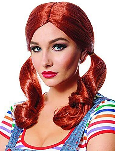  ثقافة الأزياء دمية شريرة تشاكي خنزير ذيول فيلم أحمر شعر مستعار جيد الرجل شعر مستعار للهالوين