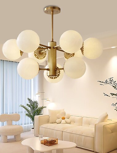  LED-Pendelleuchte 1/3/6/9/12-flammig, Glas-Sputnik-Kronleuchter, moderne goldene Kronleuchter, Pendelleuchte, Vintage-Globus, Kugel, Deckeneinbauleuchte, 110–240 V