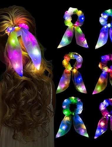  9 pezzi illuminano il tuo look con questo elastico per capelli con fiocco al neon scintillante!