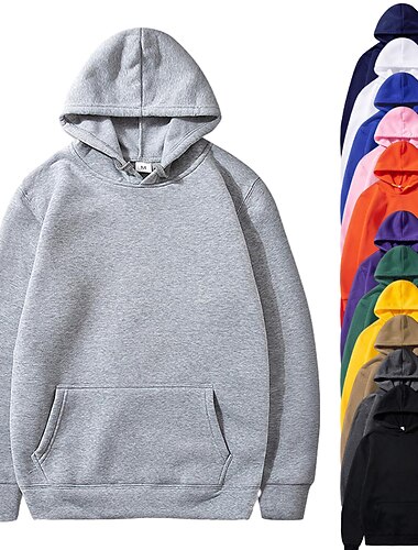  Men's Hoodie Pullover Black White Yellow Pink Red Hooded Plain Pocket Sports & Outdoor Daily Sports Casual Big and Tall Fall & Winter Clothing Apparel Hoodies Sweatshirts  Long Sleeve