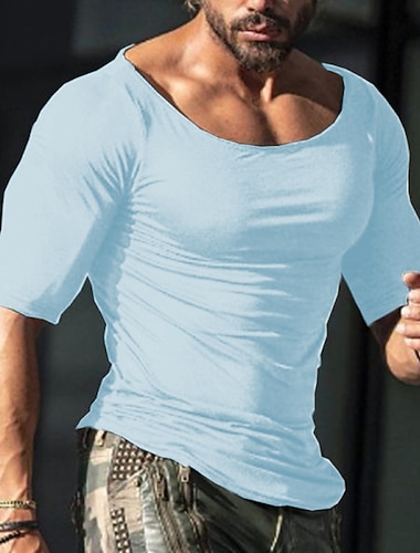 Voor heren T-shirt Korte mouw Boothals Zomer Effen Sport Modieus Lichtgewicht Klassiek Casual Vakantie Feestdagen Wit Top T-shirt voor mannen