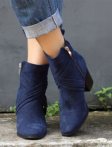  Femme Bottes Grandes Tailles Bottines Bottines Bottes à talons du quotidien Couleur unie Bottines Bottines Hiver Talon Bottier Bout pointu Elégant Mode Satin Fermeture Noir Bleu Marron