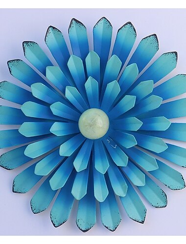  1 Stück Metallblumen-Wanddekoration, Blumen-Wandskulptur, handbemalte Blumenskulptur, Metall-Wandkunst, hängende Wanddekoration für drinnen und draußen, Zuhause, Büro, Badezimmer, Küche, Schlafzimmer,
