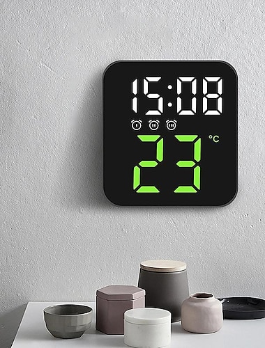 Digital Alarm Clocks For Bedroom Electronic Desktop Clock With Temperature Date Adjustable Brightness Digital Desk Clock For Bedroom Home Living Room Office Table