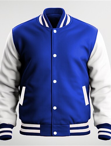  Herren übergangsjacke Collegejacke Alltagskleidung Tasche Ganzjahres Farbblock Streetwear Stehkragen Regulär Schwarz Marineblau Blau Rot Jacken