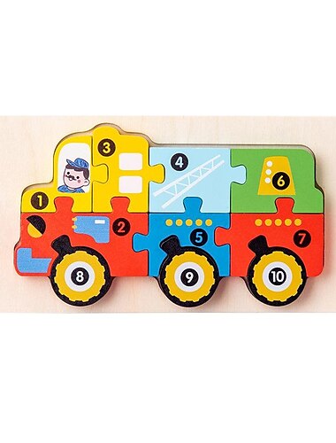  Hölzerne Früherziehung, Kognition, Lernspielzeug für Kinder, Gebäude, Holz, Tiertransport, passende Form, dreidimensionales 3D-Puzzle