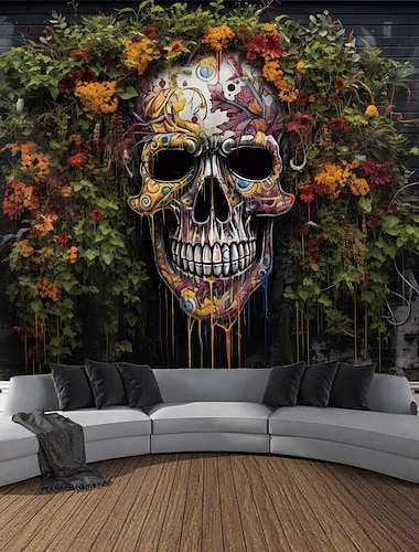  Halloween Graffiti Skulls Hanging Tapestry Wall Art Large Tapestry Mural Decor Photograph Backdrop Blanket Curtain Home Bedroom Living Room Decoration  Decorations
