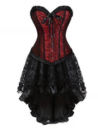  Retrò Vintage Rococò Punk & Gotico Corto / Mini Vestito Corsetto Overbust Bustino Pizzo Senza spalline Jacquard Per donna Fantasia Stile Steampunk Halloween Carnevale Mascherata Festa / Sera Balli di