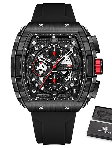  MINI FOCUS Quartz Sport Watch for Men Chronograph Luminous Calendar Army Mens Watches Top Brand Luxury Silicone Band Waterproof