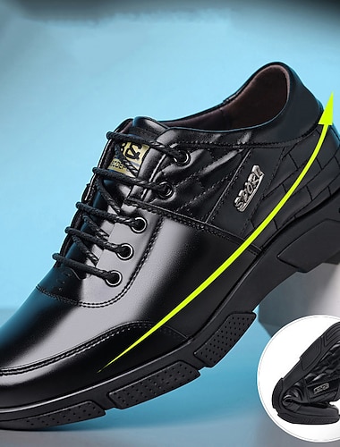  Homme Oxfords Chaussures haussantes Mocassins en cuir Entreprise Décontractées Extérieur du quotidien Cuir Respirable Augmentation de la hauteur Confortable Lacet Noir Marron Printemps Automne