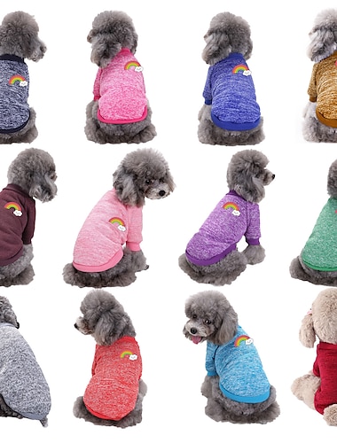  レインボーペット犬服ニット犬セーターソフト肥厚暖かい犬シャツ冬の犬セーター