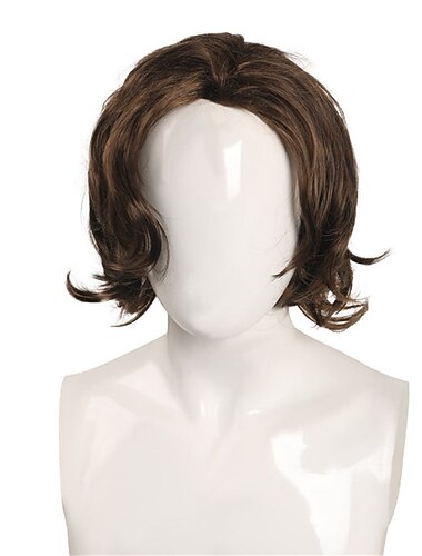  Cosplaypruiken Bruin Gekruld Synthetisch haar Kort Pruiken Voor heren Pruiken Voor feest