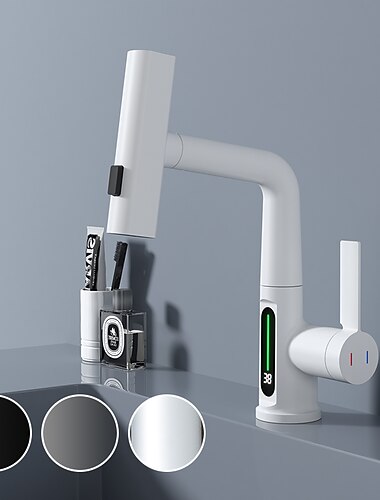  Robinet lavabo - Rotatif / Rétractable / LED Plaqué / Finitions Peintes Set de centre Mitigeur un trouBath Taps