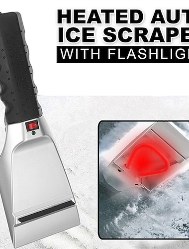  Heated Car Winter Windshield Electric Snow and Non-Scratch Ice Scraper 12 Volt Heated Snow Scraper for Melting Ice