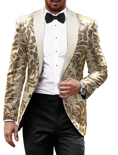  мужской блейзер с пайетками в стиле ретро 70-х годов, блестящий повседневный пиджак с пайетками для вечеринок, однобортный однобортный с однобортным узором, с одной пуговицей, красный, золотой,