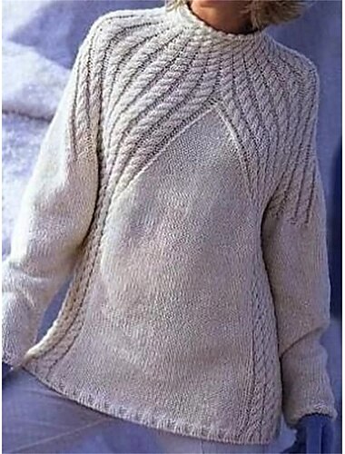  Mujer Suéter de punto Cuello Barco Cable Tejer Polyester Trenzado Otoño Invierno Diario Festivos Noche Elegante Casual Suave Manga Larga Color sólido Gris S M L