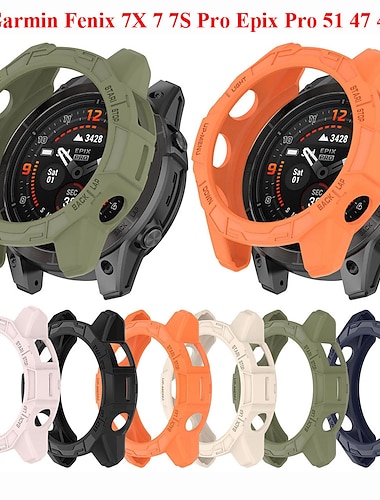  Horlogekast Compatibel met: Garmin Fenix 7 Pro / Fenix 7S Pro / Fenix 7X Pro / Epix Pro 51mm / Epix Pro 42mm Robuust Stofbestendig Bumper volledige dekking TPU Horloge Deksel