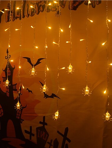  Halloween-Dekoration, 3,5 m, 96 LEDs, Eiszapfen-Vorhang-Lichterkette, 3D-Kürbis-Geisterlaterne für Party-Weihnachtsbeleuchtung zu Hause, EU-US-AU-UK-Stecker