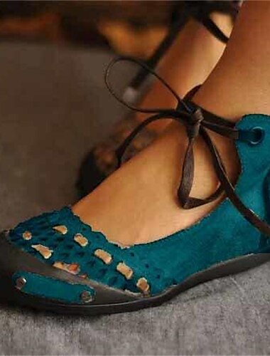  Damen-Ballerinas im Vintage-Stil zum Schnüren – lässige Retro-Ballerinas aus Wildleder mit Hohlsaum für den Alltag