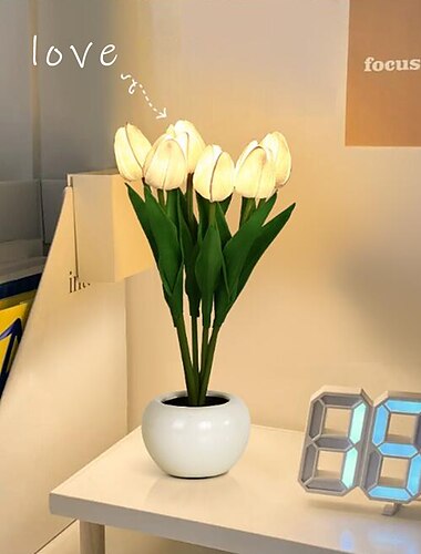  6шт тюльпан цветок настольная лампа тюльпаны светодиодный ночник моделирование цветок в горшке ночник подарок на день рождения праздник свадьба украшение комнаты