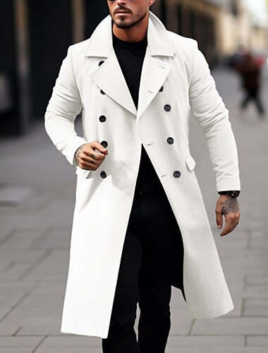  Herren Wintermantel Peacoat Trenchcoat Outdoor Freizeitskleidung Herbst Winter Polyester Windbreaker Oberbekleidung Bekleidung Modisch Strassenmode Glatt Umlegekragen Öffnung vorne