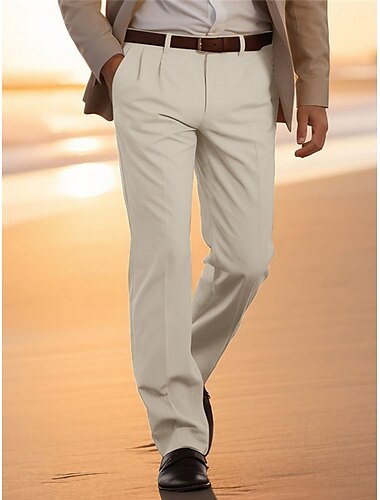  Hombre Pantalones Chinos Pantalones casuales Bolsillo delantero Plano Comodidad Transpirable Negocio Casual Diario Moda Básico Amarillo Gris Ligero