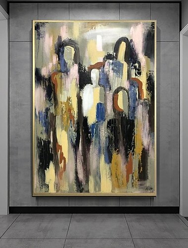  Hang målad oljemålning HANDMÅLAD Vertikal Abstrakt Tecknat Modern Realism Utan innerram (utan ram)