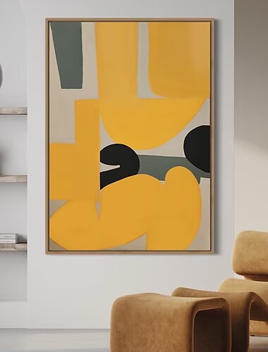  Handgefertigtes Ölgemälde auf Leinwand, Wandkunst, Dekoration, moderner Wabi-Sabi-Stil, minimalistisch, für Wohnzimmer, Heimdekoration, gerolltes, rahmenloses, ungedehntes Gemälde