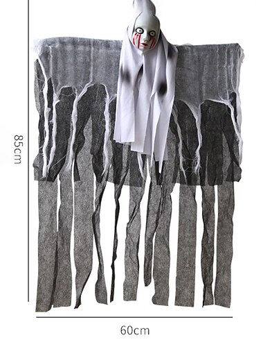  Halloween-Dekoration, Gesichtsblutung, weiblich, hängend, Geisterschädelkopf, Gaze, Geistergesicht, Spukhauseingang, erschreckende Requisiten, Geisteranhänger, Hofdekoration