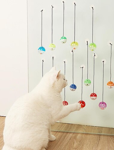  1 шт., колокольчик на присоске, надувной мяч, игрушка для кошек, цветной пластиковый звучащий колокольчик, интерактивный самоударный мячик для кошек, прямая продажа с фабрики