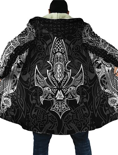  Ανδρικά Τοτέμ Χειμερινό παλτό Μπουφάν fleece Παλτό Ζεστό Αναπνέει Άνετο Μοντέρνα Κομψό στυλ street Καθημερινά Αθλήματα & Ύπαιθρος Καθημερινά Ρούχα Εξόδου Φερμουάρ Τσέπη Στάμπα Φθινόπωρο & Χειμώνας