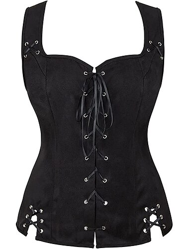  Retro Vintage Mittelalterlich Renaissance Wildlederweste Ren Faire Pirat Wikinger Kordelzug Einfarbig Damen Seeräuber Fantasie Steampunk Halloween Karneval Maskerade LARP Renaissance-Messe Erwachsene