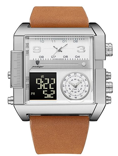  POEDAGAR Luxus Herren Quarz Uhr Sport Rechteck Wasserdicht Multifunktions Analog Quarz Armbanduhr Leuchtender Kalender Männer Uhr Digitale Herren Uhren