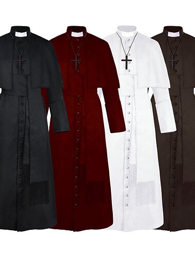  Retro vintage Middeleeuws Jas Ketting Trenchcoat Ren Faire Heks Pest dokter Priester Effen Voor heren Stoompunk Walpurgisnacht Halloween Carnaval Maskerade Feest / Uitgaan Toneel Volwassenen Jas Riem