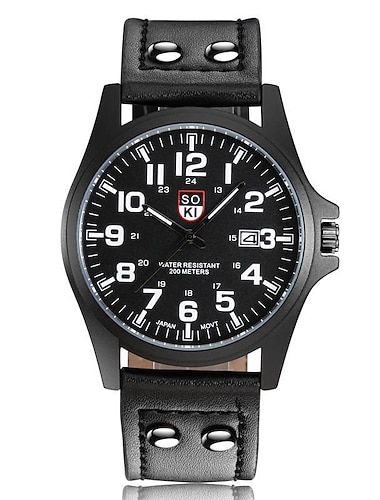  Sport Militaire Horloges Mode Casual Analoog Quartz Horloge Leren Analoog Mannen Luxe Horloge Quartz Horloge Cadeau voor mannen Mannen Analoog Quartz Casual Classic Horloge