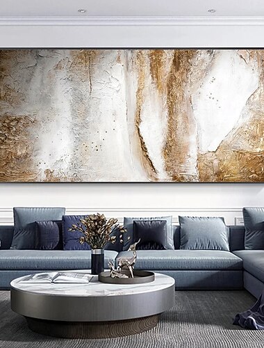  Mintura artesanal abstrata textura grossa ouro pinturas a óleo sobre tela decoração da arte da parede imagens modernas para decoração de casa rolou sem moldura pintura não esticada