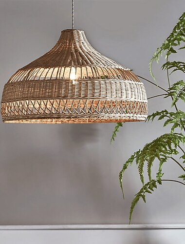  bamboe kroonluchter retro rotan 40/50/60cm koffie hout e27 kroonluchter plafondverlichting is toepasbaar op woonkamer slaapkamer restaurant café bar restaurant club warm wit 110-240v