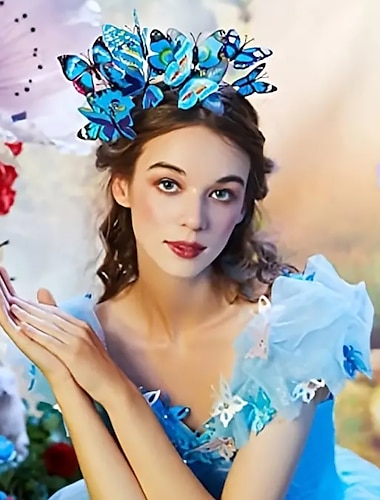  Diademas Tocados Resina Cumpleaños Festivos Estilo lindo Vintage Con Lazo Mariposa Celada Sombreros